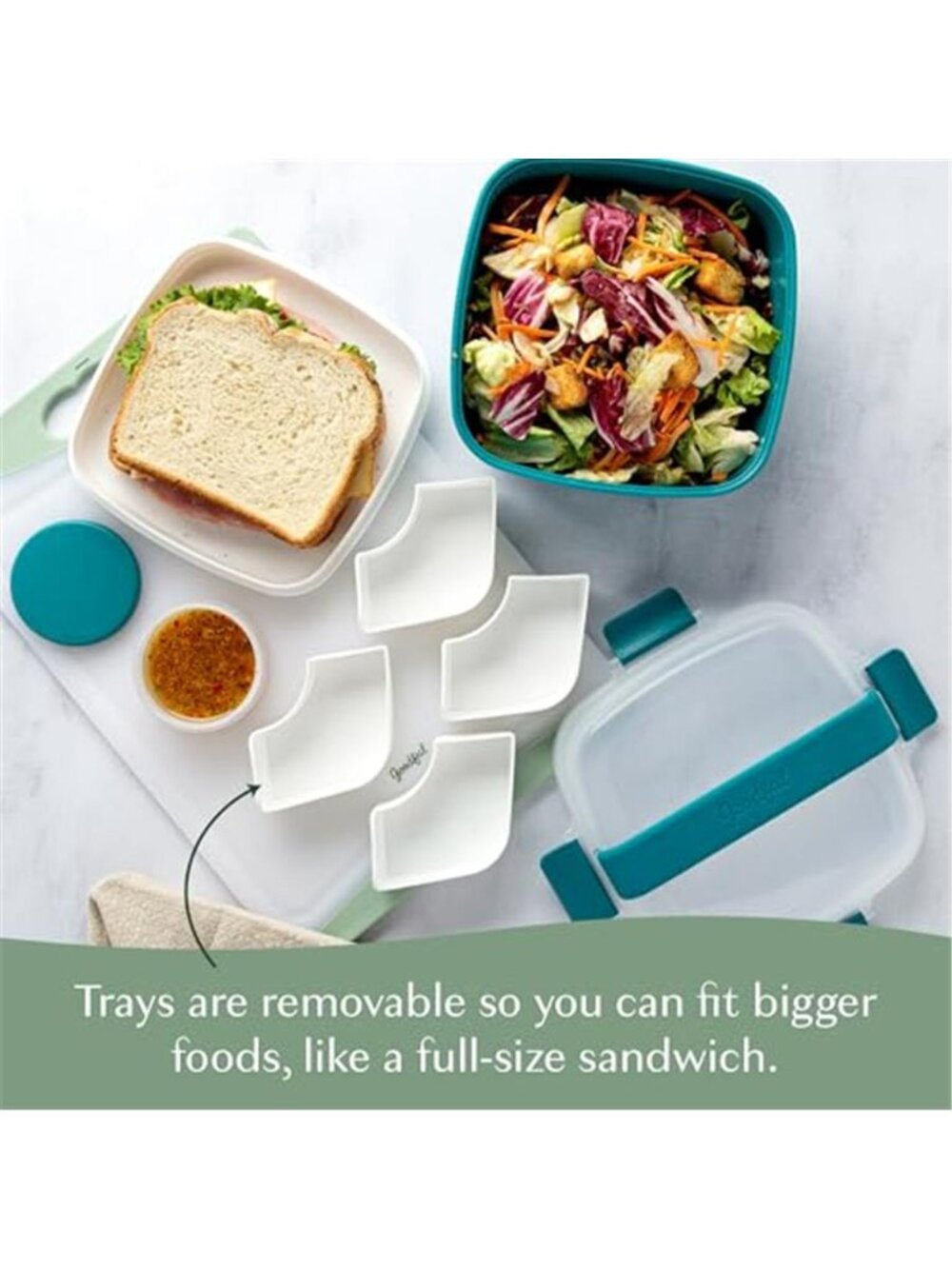Stackable LunchBox Container,BentoStyle Food Storage with Removeable Compartment - Picture 5 of 7